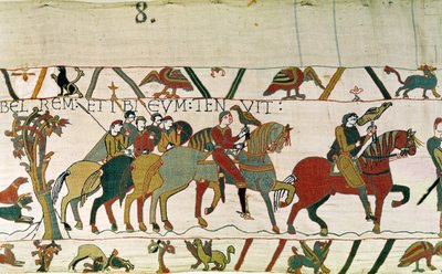 Count Guy leads Harold to Beaurain where he holds him, Bayeux Tapestry by Unbekannt Unbekannt